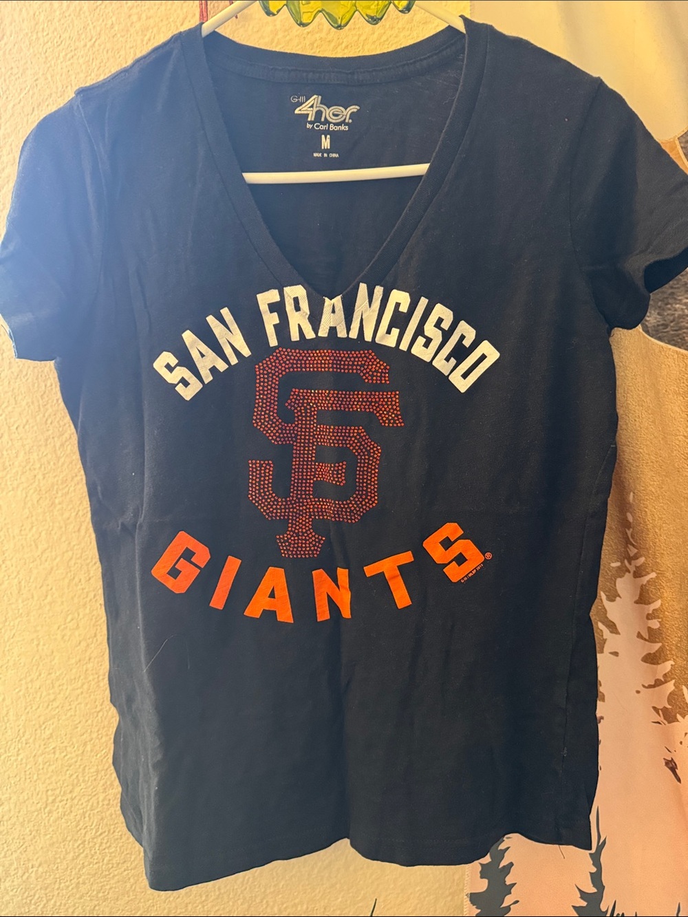 San Francisco Giants Girls' V-Neck Team Tee - Black & Orange